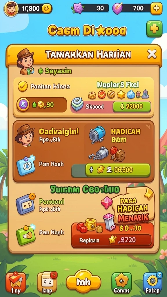 Karakter yang dapat diupgrade dengan beragam pilihan.