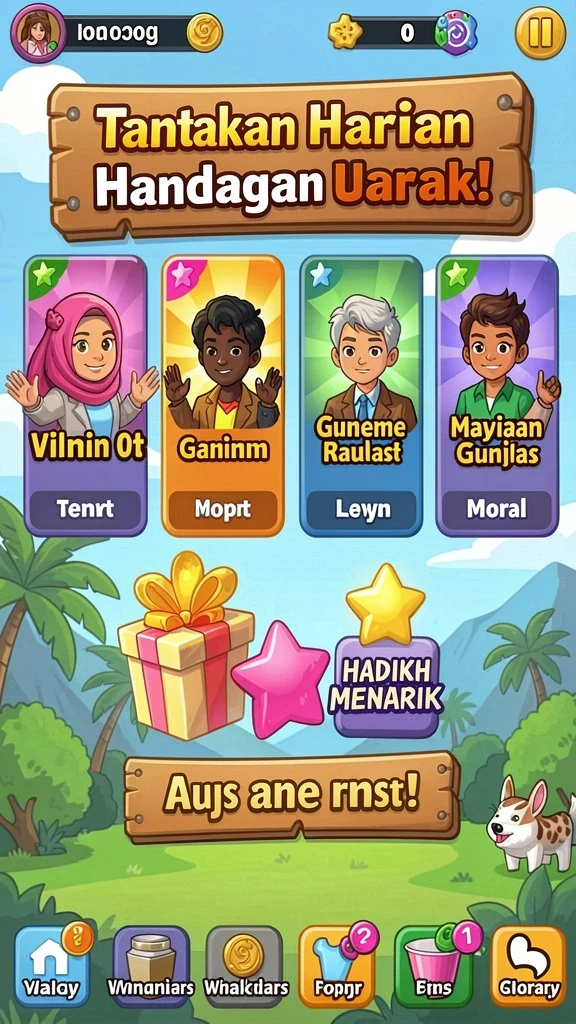 Tampilan menu awal yang menarik dan mudah dinavigasi.